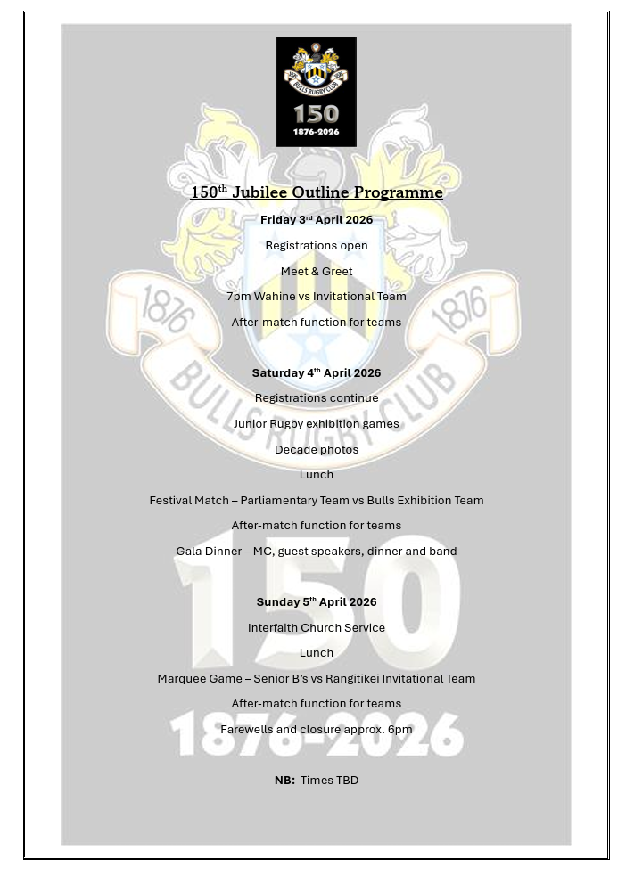 Bulls Rugby 150th Jubilee Weekend Ticket